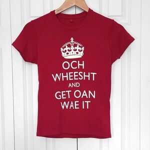 Slanj Kilts Scottish red short sleeved t-shirt, dark red, Scotland souvenir